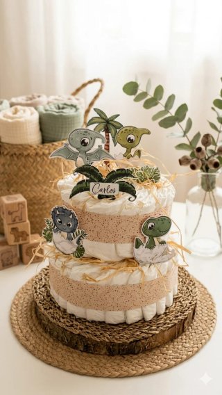 Tartas de pañales dinosaurios.