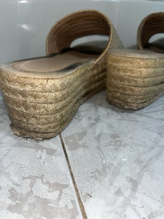 Sandalias esparto plataforma beige