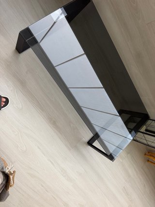 Mesa de centro cristal y metal negra