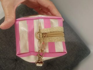 Neceser Victoria's Secret Rayas Rosa y Dorado