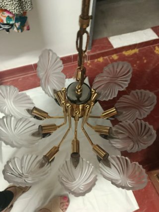 Elegante lámpara techo dorada 10 brazos