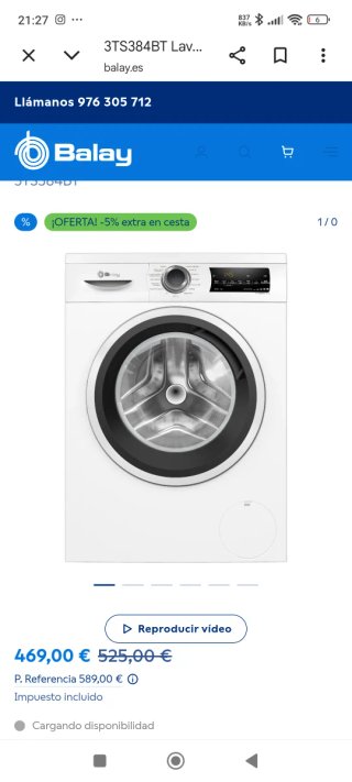 Lavadora Balay 3TS384BT para piezas