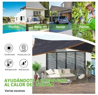 TOLDO VELA DE SOMBREO RECTANGULAR 8X2 NEGRO.