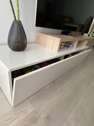 Mueble TV salón 240 cm blanco y roble – Diseño mod