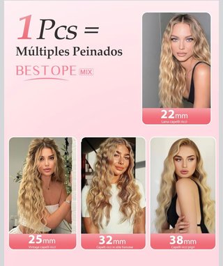 NUEVO Plancha Rizador Pelo Ondas 4 en 1 Oro Rosa