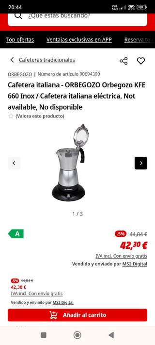 Cafetera Orbegozo KFE 660 Eléctrica