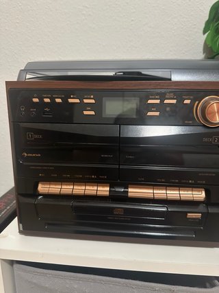 Tocadiscos Vinilo Vintage Auna Negro/Marrón
