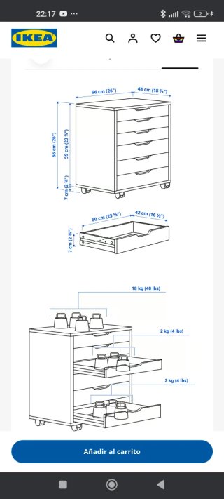 Cajonera Ikea Alex Blanca con Ruedas