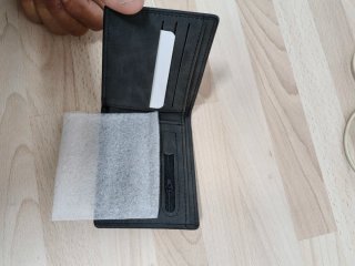 Cartera de Piel Hombre Negra/Gris