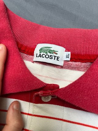 Lacoste Polo Rayas Rojo Blanco Talla XL