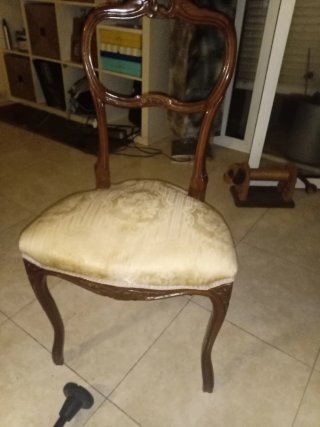 Silla Vintage Madera Tapizada Beige
