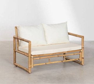 Conjunto sofá y mesa de bambú Sklum para terraza