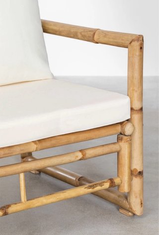 Conjunto sofá y mesa de bambú Sklum para terraza