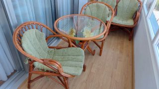 Conjunto Mesa y Sillas de Bambú para Terraza