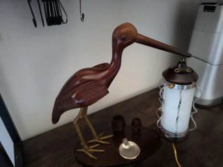 Lampada Airone stile Aldo Tura più kit porta penne
