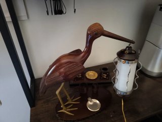 Lampada Airone stile Aldo Tura più kit porta penne