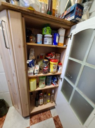 Mueble de cocina madera y cristal