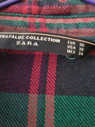 Camisa Zara cuadros verde/morado Talla XS