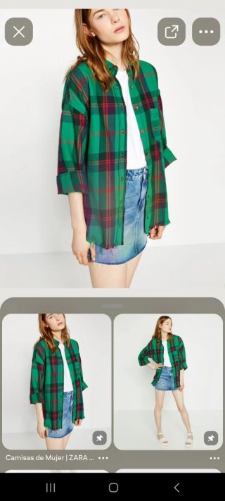Camisa Zara cuadros verde/morado Talla XS