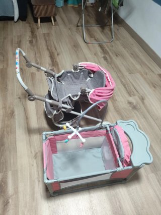 Carrito y cuna de juguete para bebé