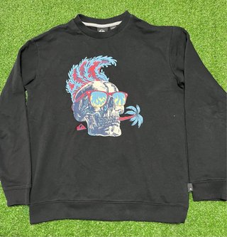 Sudadera Quiksilver Negra Calavera Punk Ola
