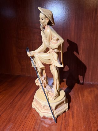 Pareja Figuras Chinas Vintage Resina Beige