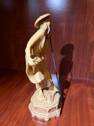 Pareja Figuras Chinas Vintage Resina Beige
