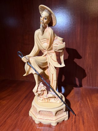Pareja Figuras Chinas Vintage Resina Beige