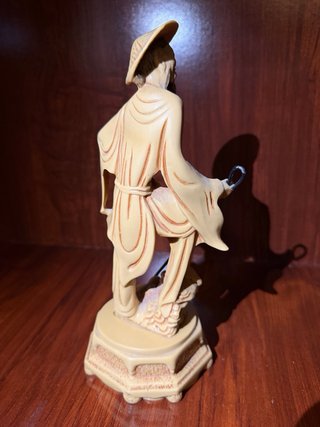 Pareja Figuras Chinas Vintage Resina Beige