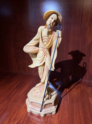Pareja Figuras Chinas Vintage Resina Beige