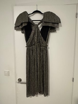 Vestido Zara Metalizado Plisado Talla L