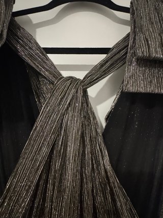 Vestido Zara Metalizado Plisado Talla L