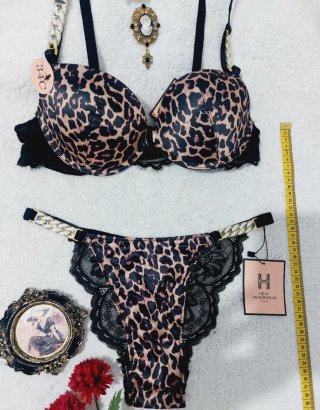 Conjunto Lencería Leopardo 85C
