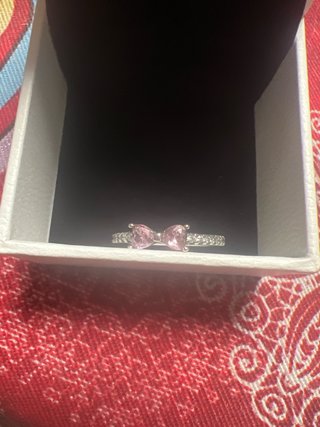 Anillo Pandora lazo Rosa Plata