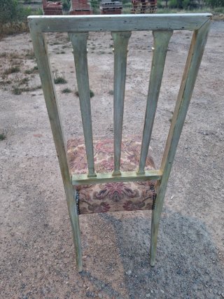 4 Sedie vintage in legno e tessuto