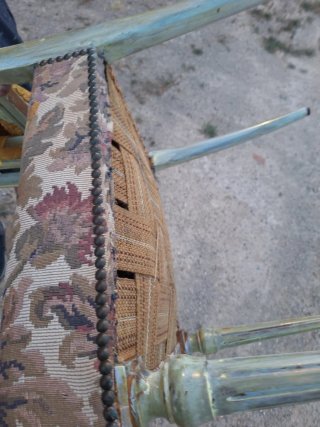 4 Sedie vintage in legno e tessuto
