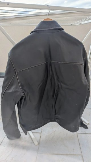Chaqueta de cuero marrón café