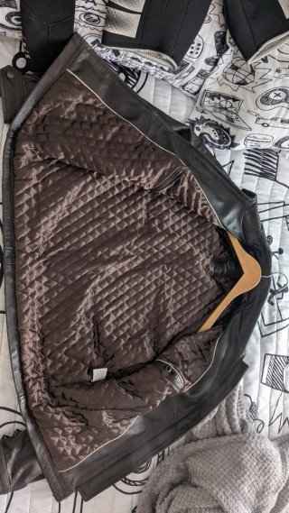 Chaqueta de cuero marrón café