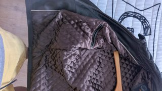 Chaqueta de cuero marrón café