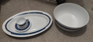 Vajilla Armonía Azul y Blanca