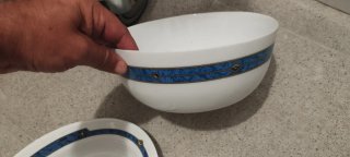 Vajilla Armonía Azul y Blanca