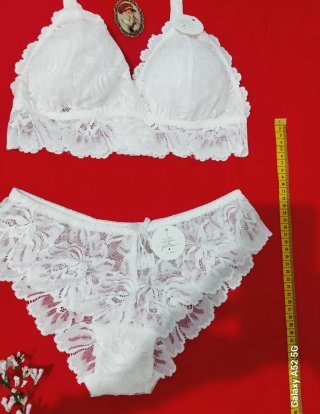 Conjunto Lencería Encaje Blanco Talla M