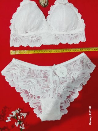 Conjunto Lencería Encaje Blanco Talla M