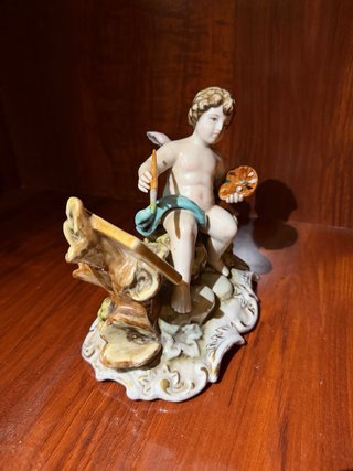 Figura Santa Clara Putto Pintor Porcelana