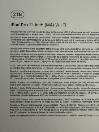 iPad Pro 11” M4 2TB WiFi Plata Precintado Garantía