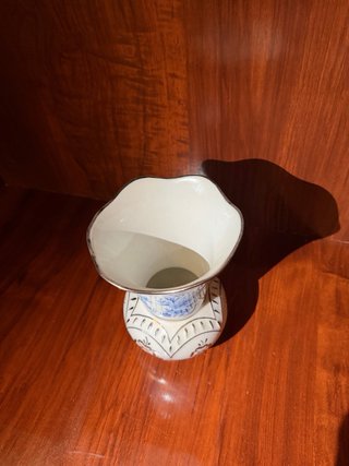 Jarrón Porcelana Sardá Flores Azul y Oro