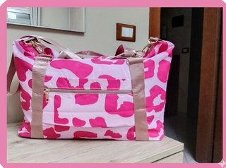 Borsone rosa con stampa animalier