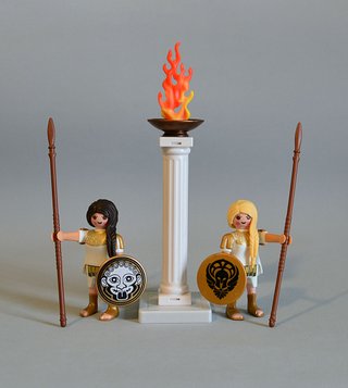 Playmobil Amazonas Griegas Con Columna De Fuego