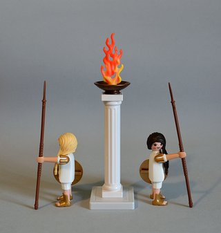Playmobil Amazonas Griegas Con Columna De Fuego