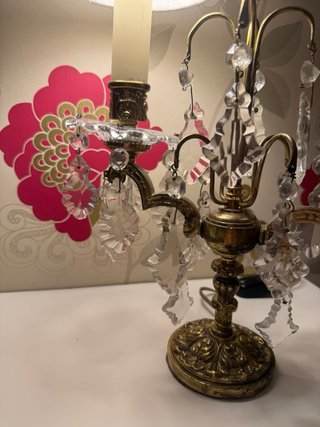 Lámparas de mesa bronce y cristal antiguas